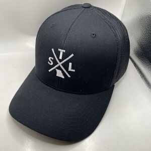 St Louis Cardinals Hat Blackout Black SnapBack Mesh Cleaned See Pics